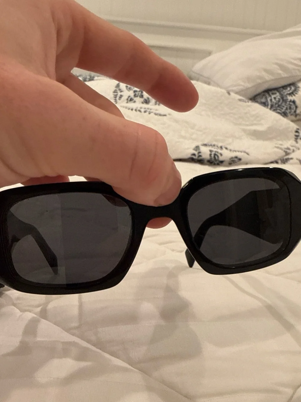 Prada Glossy Black Rectangular Sunglasses with Black Case